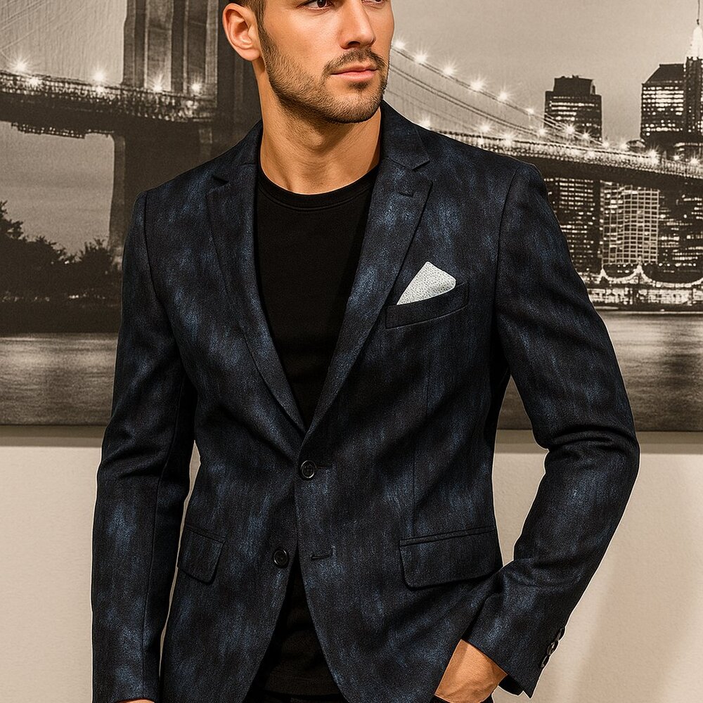 NEW MONDO Blue Print Blazer SZ M